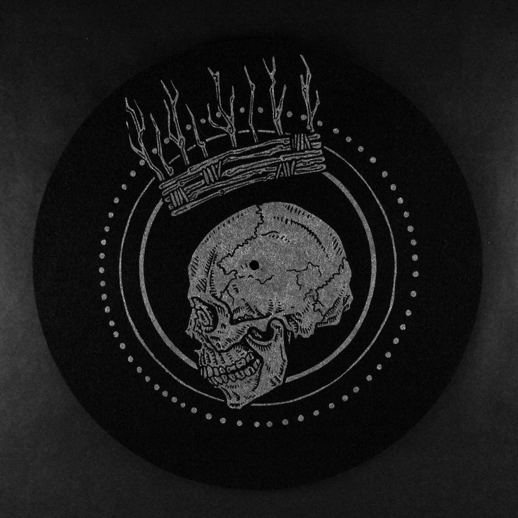 skull crown goth metal vinyl turntable slipmat black