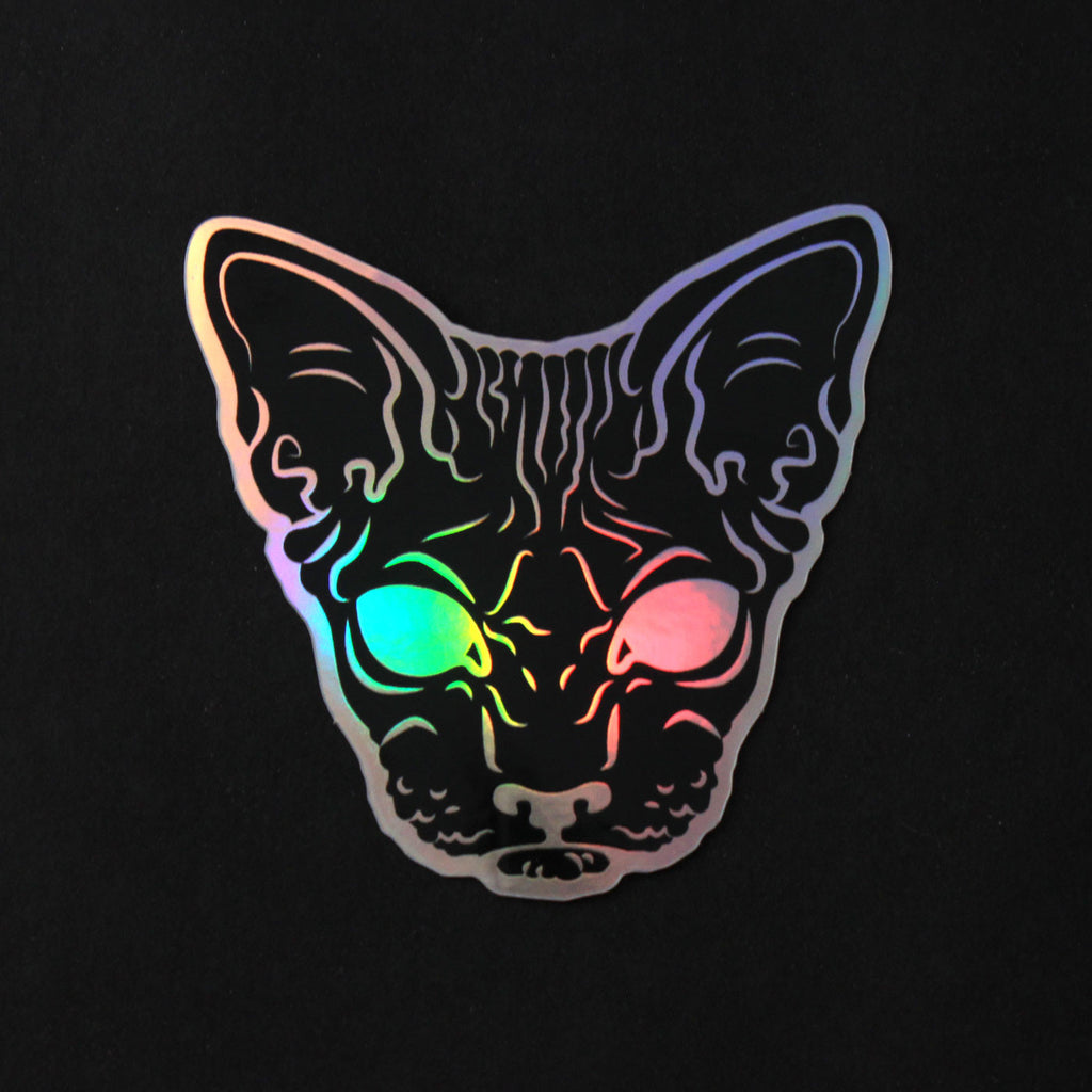 black goth hairless sphynx cat sticker