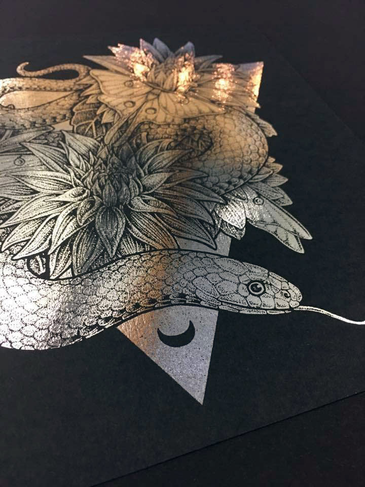 Moon Snake Foil Print